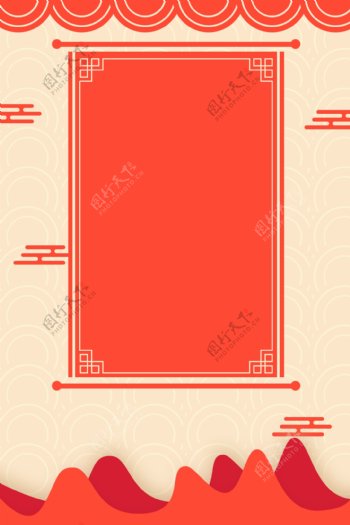 中国传统花纹边框红色背景