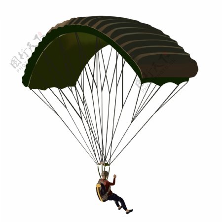 手绘乘坐降落伞的人物设计可商用元素