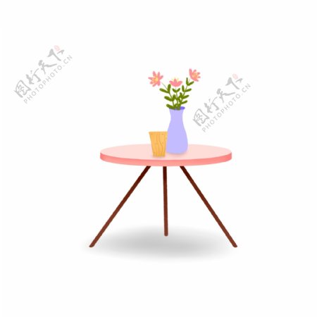 粉色桌子上的花瓶设计可商用元素