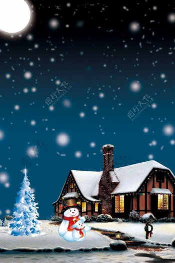 下雪的圣诞节背景素材