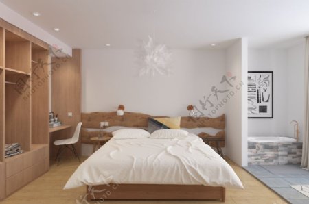 现代简约日式原木暖色调卧室