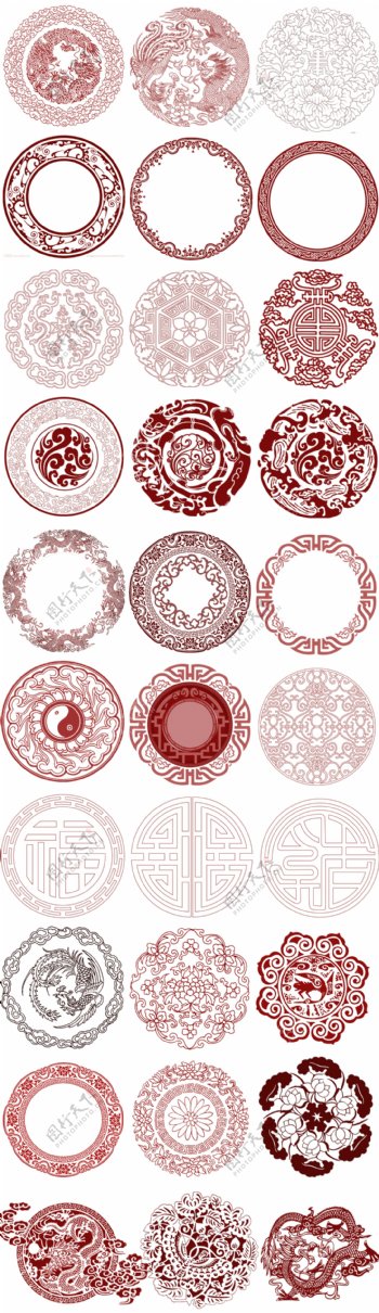 中国风底纹花纹团纹设计素