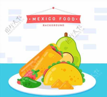 创意餐盘中的墨西哥特色食物