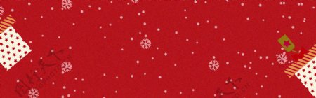 红色雪地冬天色圣诞节banner背景