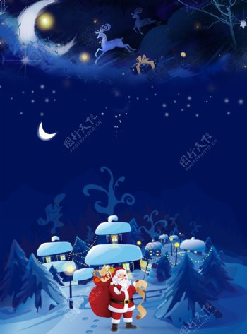 蓝色卡通圣诞节背景