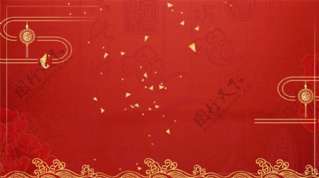 大红色喜庆2018新年中国风背景