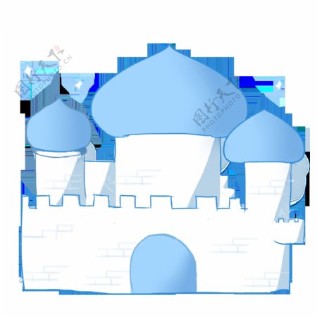 蓝色城堡建筑设计可商用元素