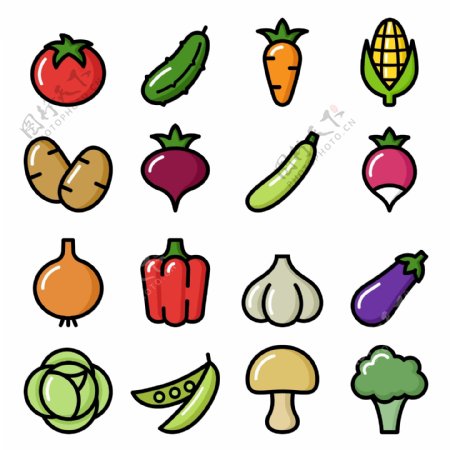 简约卡通蔬菜元素