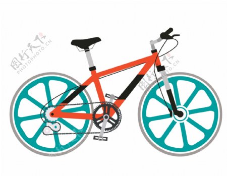 手绘彩色自行车元素