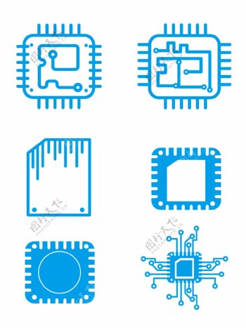 科技芯片人工智能蓝色装饰矢量可商用