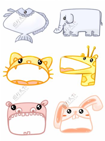 商用手绘动物猫卡通兔子爆炸气泡对话框