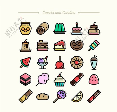 甜点和糖果图标