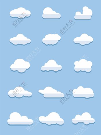 白云图形卡通简约白色天空云朵