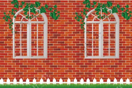 红砖背景装饰围栏