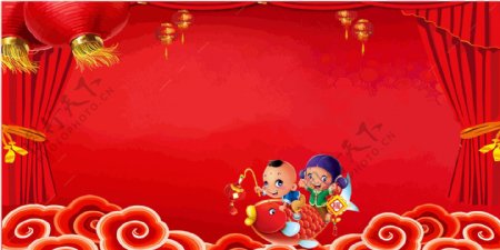 中国红喜庆渐变红色新年背景设计