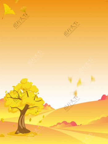 秋季银杏落叶背景设计