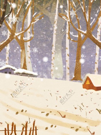 卡通可爱冬天雪地背景