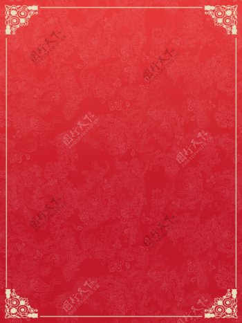 红色欧式花纹底纹边框