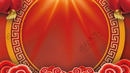 中国风传统新年舞台背景设计