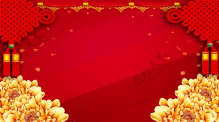 中国红喜庆新年展板背景