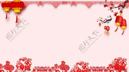 中国风新春剪纸背景设计