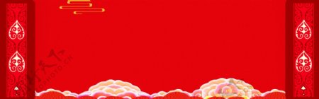 大红灯传统节日新年快乐banner背景