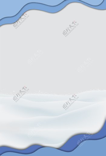 扁平化蓝色冬季小雪背景设计