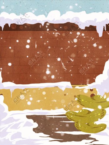 卡通冬季小雪风景背景