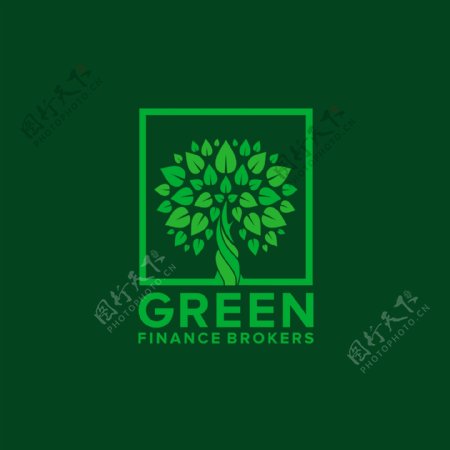 绿色树木树叶logo标志设计