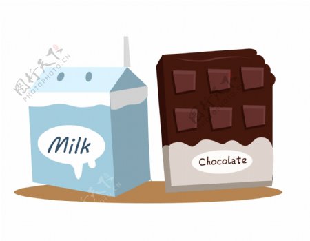 卡通牛奶巧克力元素