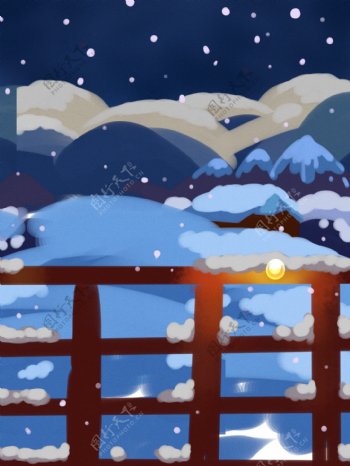 清新冬季雪地背景设计