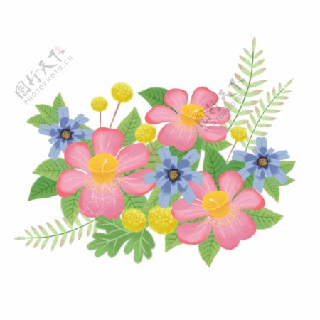 可爱装饰手绘清新唯美卡通花卉植物花束