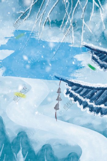 二十四节气之小雪手绘背景素材