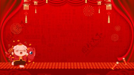喜庆中国风2019猪年新年元旦背景设计