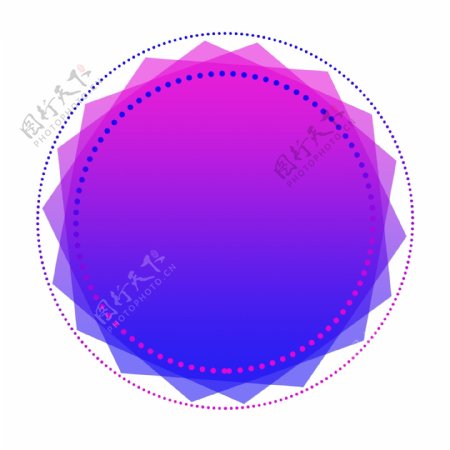 圆形渐变蓝紫色科技感边框素材可商用