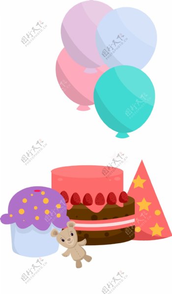蛋糕气球礼盒元素甜品可商用