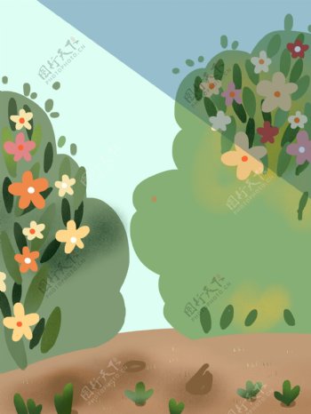 彩绘花丛背景设计