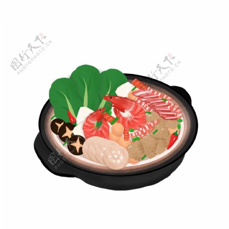 新年海鲜火锅促销元素设计