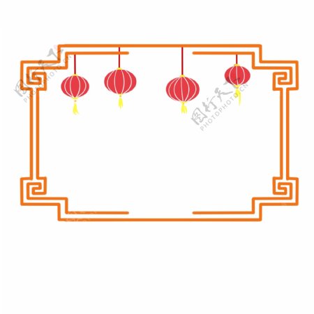 手绘中国风边框插画