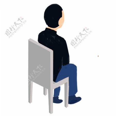 一个背对着坐在椅子上的男人免抠图