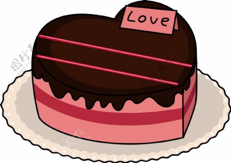 情人节爱心蛋糕插画