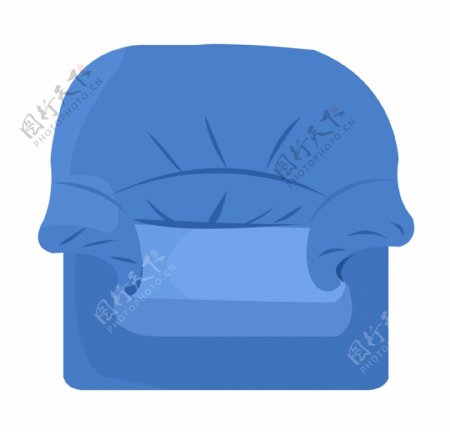 蓝色单人沙发椅插画