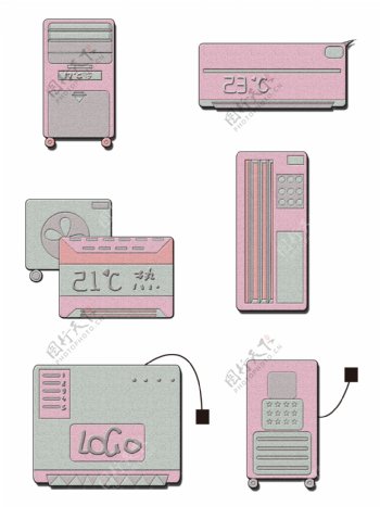 空调元素扁平风格极简卡通元素