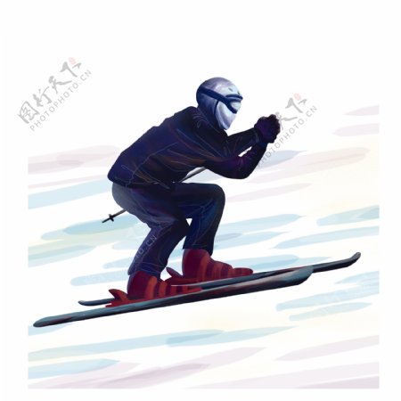 冬天滑雪的男人卡通设计