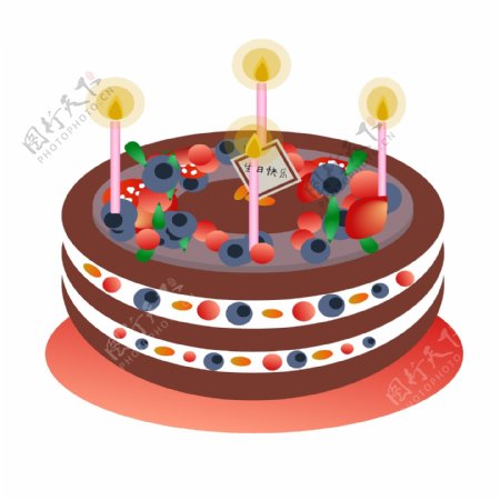 手绘矢量可商用生日蛋糕食物装饰元素