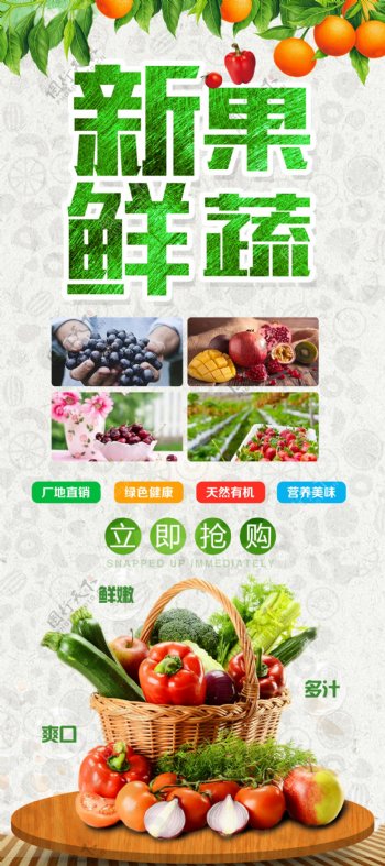 新鲜果蔬宣传活动展架设计图