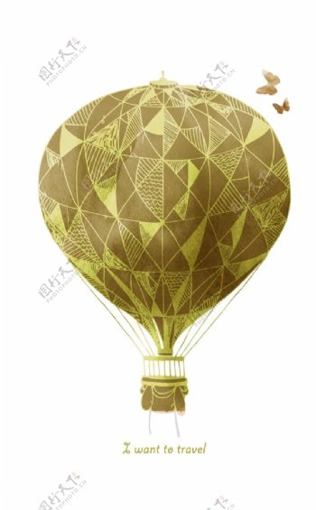 淡绿色热气球装饰图案