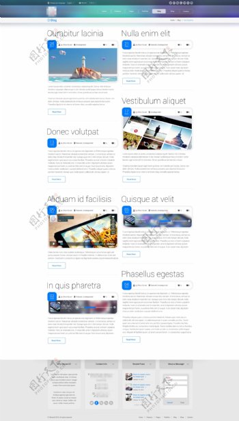 蓝色精美的企业电子科技网站之博客列表