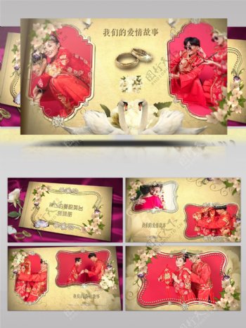中国传统婚礼电子相册影集展示AE模板