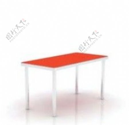 红白色简约桌子模型素材